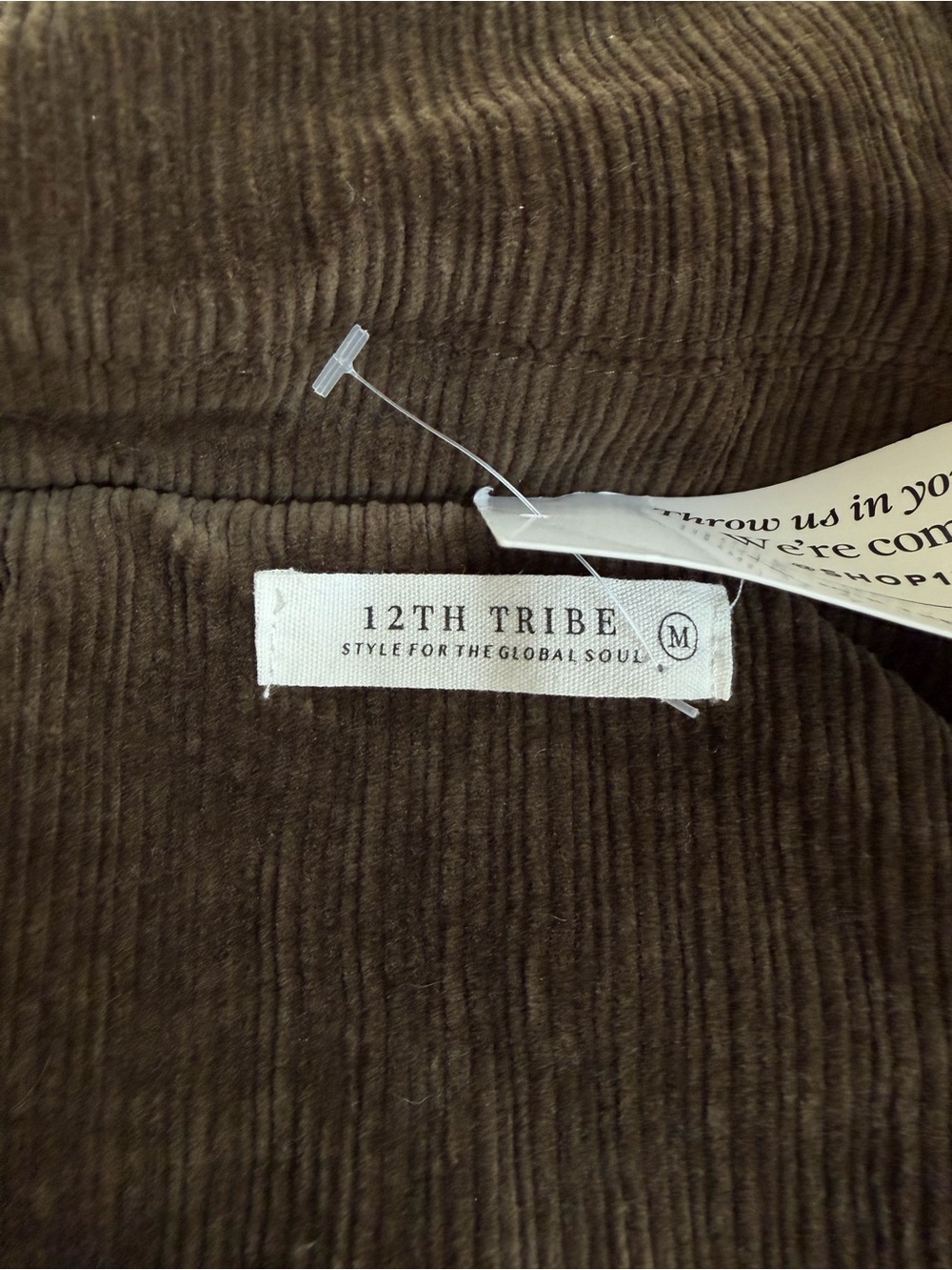 12th Tribe Brown Corduroy Zip Bomber Jacket - Picture 2 of 4